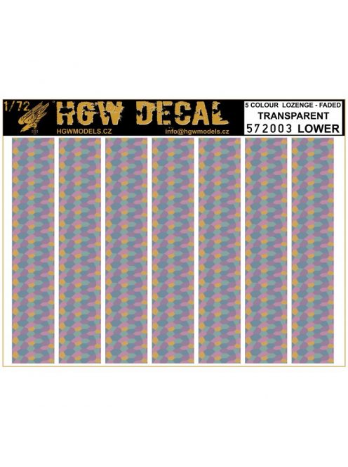 HGW Models - 1/72 5 Colour Lozenge Lower - Decals Wood Grain - transparent sheet: A5