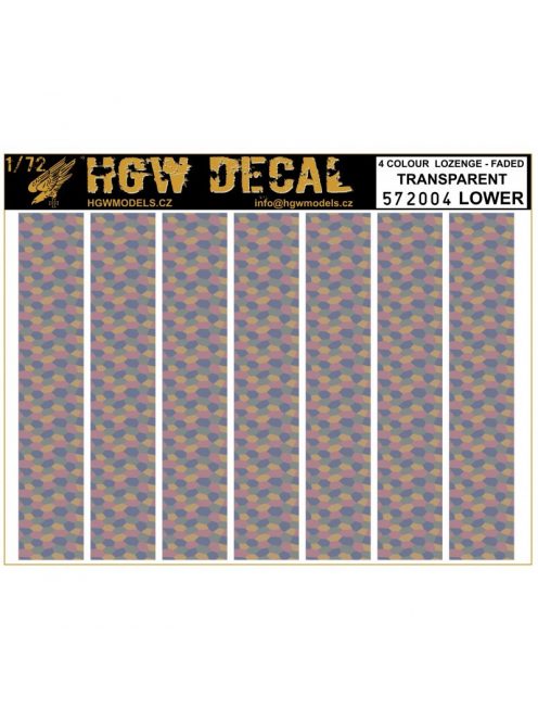 HGW Models - 1/72 4 Colour Lozenge Lower - Decals Wood Grain - transparent sheet: A5