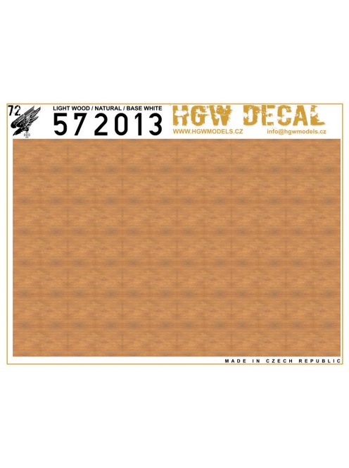 HGW Models - 1/72 Light Wood - Natural - Decals Wood Grain - base white sheet: A5