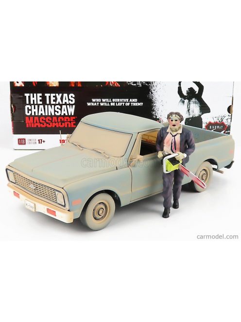 Highway61 - Chevrolet C-10 Pick-Up The Texas Chainsaw Massacre 1971 With Leatherface Figure Light Grey