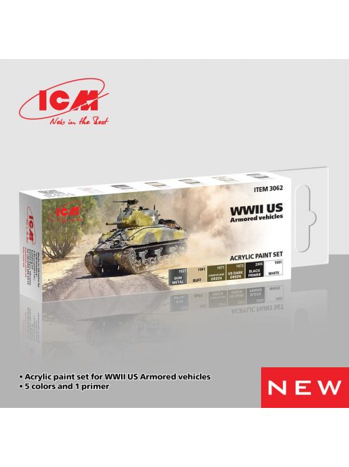 ICM - Acrylic Paint Set for WWII US Armored vehicles  6 x12 ml