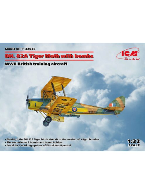 ICM - DH. 82A Tiger Moth with bombs, WWII British training aircraft