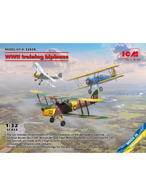 ICM - WWII training biplanes (Bücker Bü 131D, DH.82A Tiger Moth, Stearman PT-17)