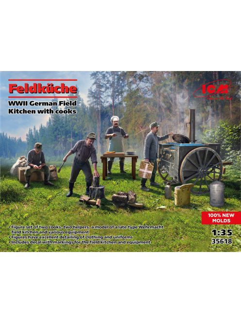 ICM - Feldküche, WWII German Field Kitchen with cooks (100% new molds)