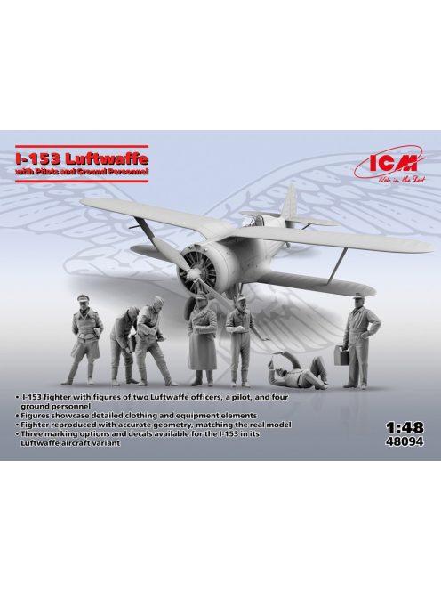 ICM - 1:48 ICM I-153 with Luftwaffe Pilots and Ground Personnel