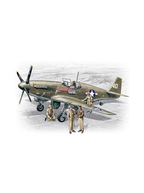 ICM - Mustang P-51 B WWII American Fighter with  USAAF Pilots and Ground Personnel