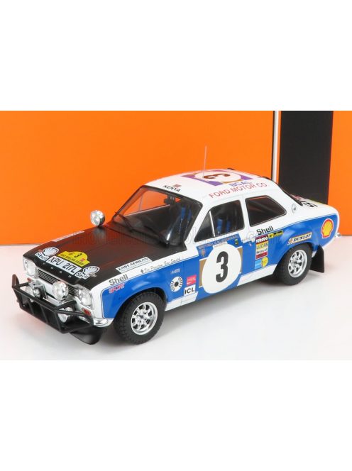 Ixo-Models - FORD ENGLAND ESCORT MKI RS 1600 (night version) N 3 RALLY SAFARI 1973 V.PRESTON - B.SMITH WHITE BLUE BLACK