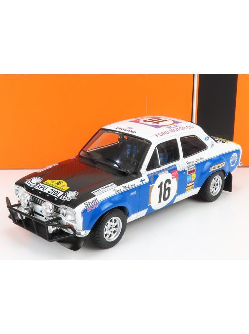 Ixo-Models - FORD ENGLAND ESCORT MKI RS 1600 (night version) N 16 RALLY SAFARI 1973 T.MAKINEN - H.LIDDON WHITE BLUE BLACK