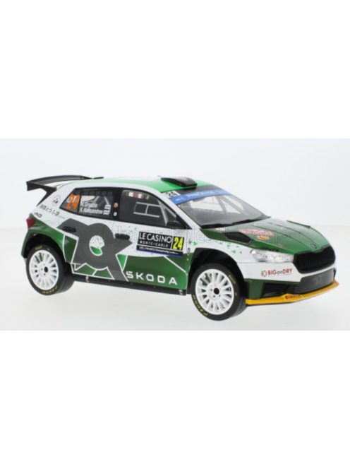 Ixo-Models - SKODA FABIA RS RALLY2 TEAM TOKSPORT WRT2 N 23 RALLY MONTECARLO 2023 OLIVER SOLBERG - ELLIOT EDMONDSON GREEN WHITE