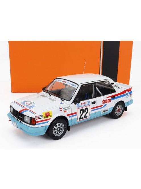 Ixo-Models - SKODA 130LR N 22 RALLY ACROPOLIS 1986 SVATOPLUK KVAIZAR - JIRI JANECEK WHITE LIGHT BLUE