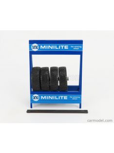   Ixo-Models - Accessories Cavalletto Supporto 4X Pneumatici Minilite - Metal Rack With 4X Tyres Blue Black