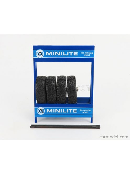 Ixo-Models - Accessories Cavalletto Supporto 4X Pneumatici Minilite - Metal Rack With 4X Tyres Blue Black