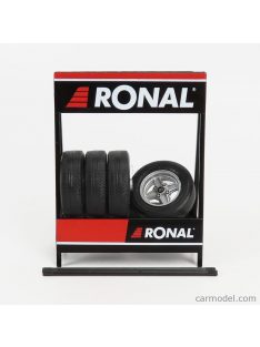   Ixo-Models - Accessories Cavalletto Supporto 4X Pneumatici Ronal - Metal Rack With 4X Tyres Black Silver