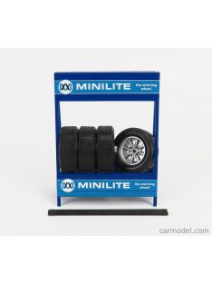   Ixo-Models - Accessories Cavalletto Supporto 4X Pneumatici Minilite - Metal Rack With 4X Tyres 2 Tone Blue