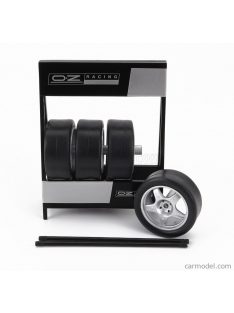   Ixo-Models - Accessories Cavalletto Supporto 4X Pneumatici Oz - Metal Rack With 4X Tyres Black Silver