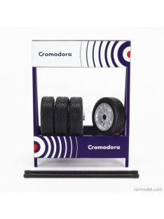   Ixo-Models - Accessories Cavalletto Supporto 4X Pneumatici Cromodora - Metal Rack With 4X Tyres Black Silver