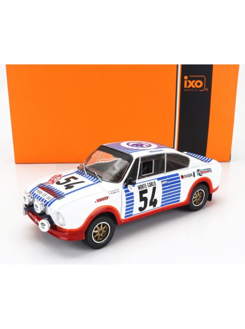 Ixo-Models - SKODA 130RS TEAM SKODA (night version) N 54 RALLY MONTECARLO 1977 SVATOPLUK KVAIZAR - JIRI KOTEK WHITE BLUE RED