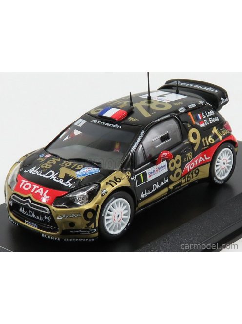 Ixo-Models - Citroen Citroen Ds3 Abu Dhabi Wrc N 1 Rally France 2013 S.Loeb - D.Elena Matt Black Gold Red