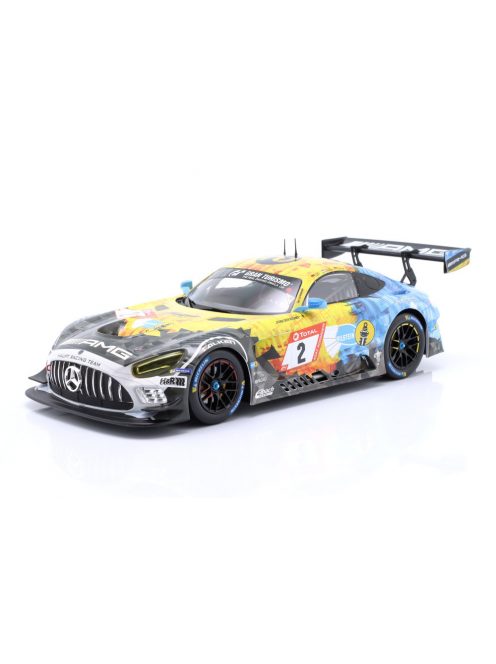 Ixo-Models - MERCEDES BENZ AMG GT3 EVO TEAM HRT N 2 24h NURBURGRING 2020 YELMER BUURMAN - HUBERT HAUPT - NICO BASTIAN - PHILIP ELLIS YELLOW BLUE BLACK