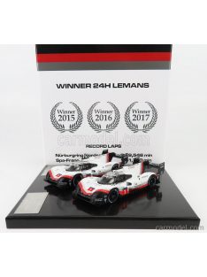   Ixo-Models - Porsche Set 2 Cars - 919 Hybrid Evo Tribute N 1 Nurburgring Lap Record 5:19,946 Min 29Th June 2018 Timo Bernhard - N 1 Lap Record 1:41.8 Min Spa Francorchamps 9Th April 2018 N.Jani White Red Black