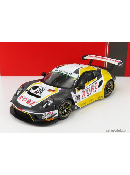 Ixo-Models - Porsche 911 991-2 Gt3 R Team Rowe Racing N 98 5Th 24H Spa 2019 S.Muller - R.Dumas - M.Jaminet Grey White Yellow