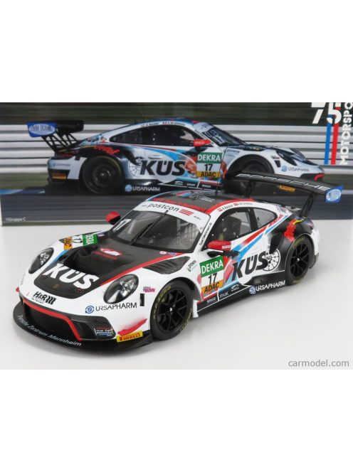 Ixo-Models - Porsche 911 991-2 Gt3 R Team Kues 75 Bernhard N 17 Adac Gt Masters Hockenheim 2020 K.Bachler - S.De Silvestro - Stefan Bellof Tribute Black White Red