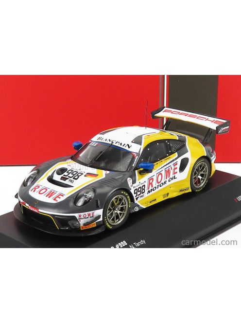 Ixo-Models - Porsche 911 991-2 Gt3 R Team Rowe Racing N 998 2Nd 24H Spa 2019 F.Makowiecki - P.Pilet - N.Tandy Grey White Yellow