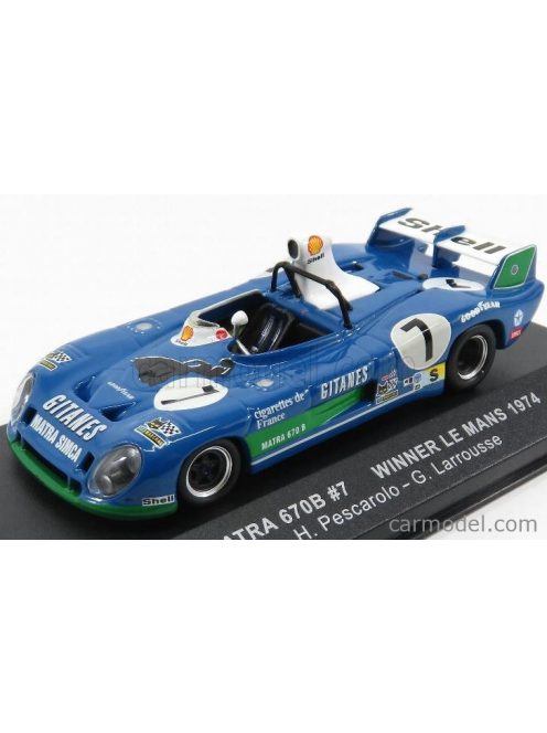 Ixo-Models - Matra Simca Ms670B 3.0L V12 Team Matra Sport N 7 Winner 24H Le Mans 1974 H.Pescarolo - G.Larrousse Bluette Green White