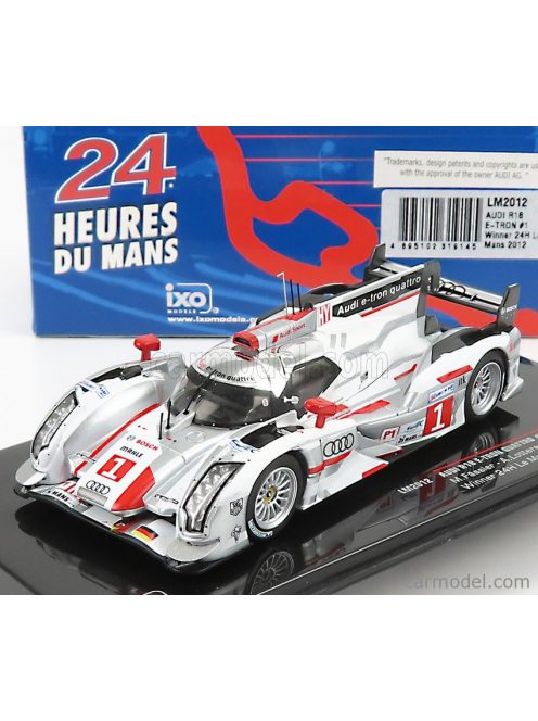 Ixo-Models - Audi R18 E-Tron Quattro Team Audi Sport Joest N 1 Winner 24H Le Mans 2012 A.Lotter - M.Fassler - B.Treluyer White Silver Red