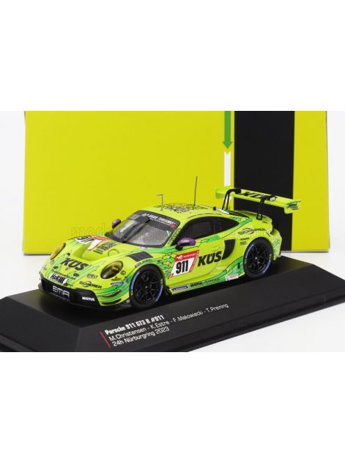 Ixo-Models - PORSCHE 911 992 GT3 R TEAM MANTHEY EMA N 911 24h NURBURGRING 2023 THOMAS PREINING - KEVIN ESTRE - FREDERIC MAKOWIECKI - MICHAEL CHRISTENSEN YELLOW GREEN