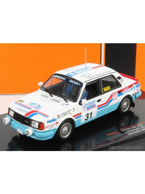 Ixo-Models - Skoda 130L N 31 Rally Rac Lombard 1987 J.Haugland - J.O.Bohlin White Light Blue