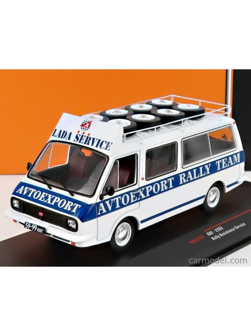 Ixo-Models - Raf 2203 Minibus Team Rally Lada Service Assistance Autoexport 1983 White Blue