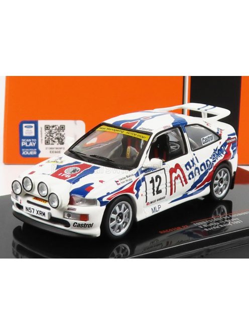 Ixo-Models - FORD ENGLAND ESCORT RS COSWORTH (night version) N 12 RALLY BARUM 1996 V.BLAHNA - I.HRUBY WHITE BLUE RED