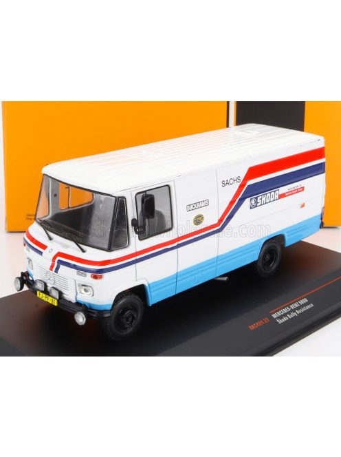 Ixo-Models - MERCEDES BENZ 508D VAN SKODA RALLY ASSISTANCE 1984 WHITE LIGHT BLUE