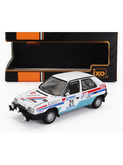 Ixo-Models - SKODA FAVORIT 136L (night version) N 21 RALLY BARUM 1990 LADISLAV KRECEK - JAN KRECMAN WHITE LIGHT BLUE