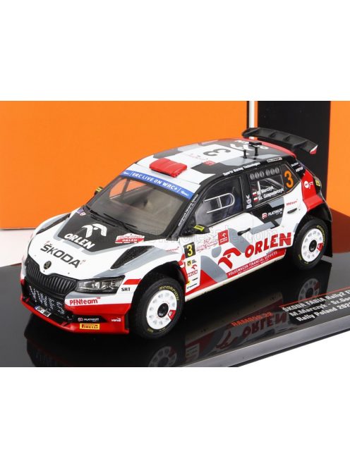 Ixo-Models - SKODA FABIA RALLY2 EVO N 3 RALLY POLEN 2022 M.MARCZYK - S.GOSPORARCZYK WHITE RED