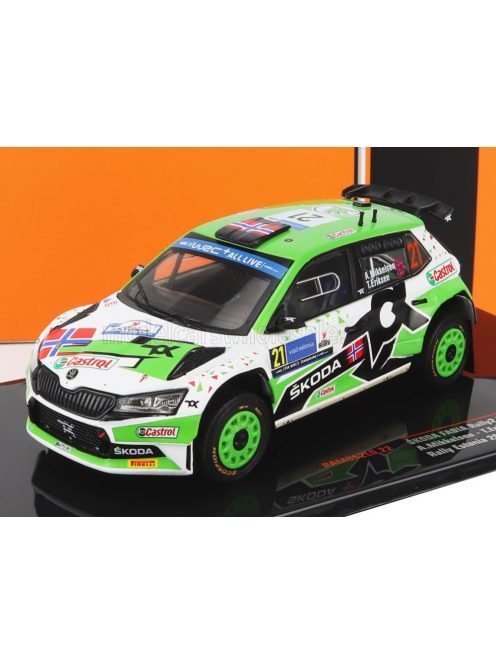 Ixo-Models - SKODA FABIA RALLY2 EVO N 21 RALLY ESTLAND 2022 A.MIKKELSEN - T.ERIKSEN GREEN WHITE BLACK