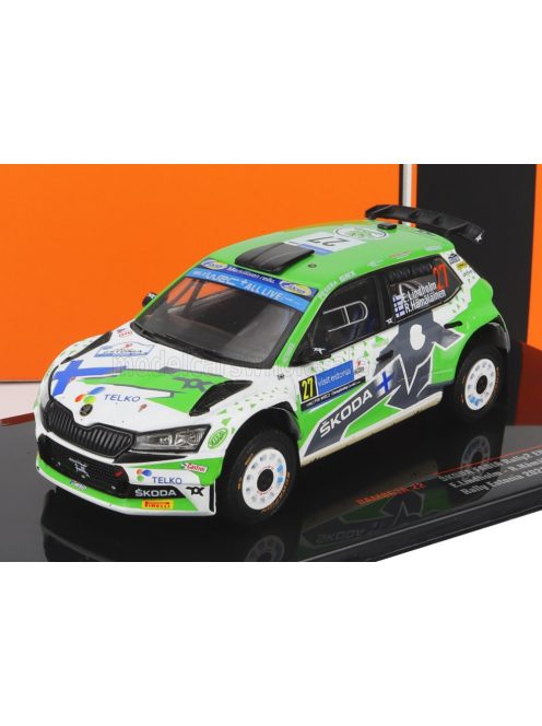 Ixo-Models - SKODA FABIA RALLY2 EVO N 27 RALLY ESTLAND 2022 E.LINDHOLM - R.HAMALAINEN GREEN WHITE GREY