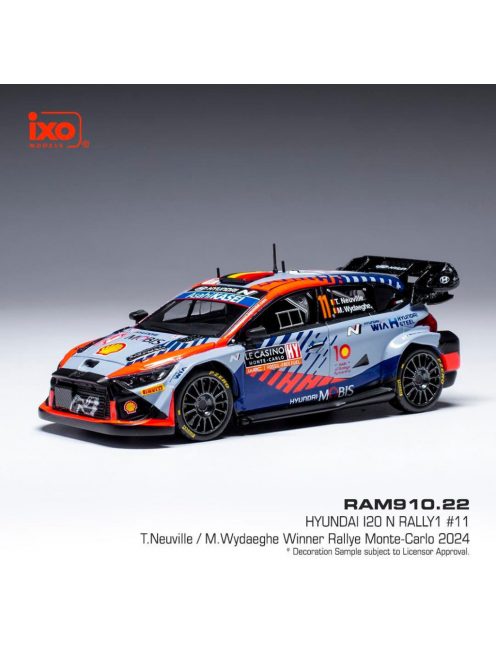 Ixo-Models - 1:43 Hyundai i20 N Rally1 Hybrid Hyundai Shell Mobis WRT #11 Thierry Neuville, Martijn Wydaeghe, Rallye Monte Carlo 2024 - IXO