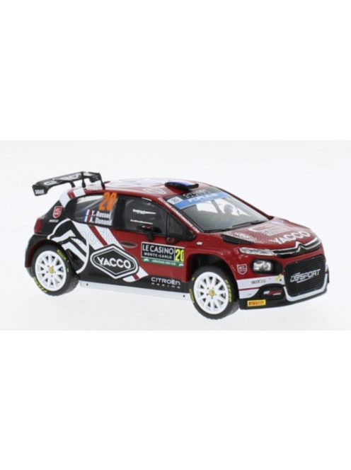 Ixo-Models - CITROEN 	C3 RALLY2 TEAM AEC DG SPORT N 20 8th RALLY MONTECARLO 2024 YOHAN ROSSEL - ARNAUD DUNAND RED BLACK WHITE