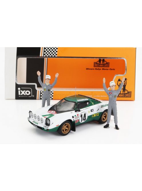 Ixo-Models - LANCIA STRATOS HF N 14 WINNER RALLY MONTECARLO 1975 WITH FIGURES S.MUNARI - M.MANNUCCI WHITE GREEN RED