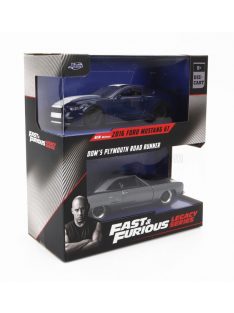   Jada - FORD USA SET 2X FAST & FURIOUS - MUSTANG GT COUPE 2016 - PLYMOUTH ROAD RUNNER 1970 BLUE GREY