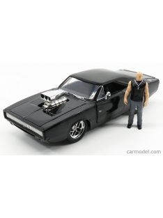   Jada - Dodge Dom'S Dodge Charger R/T With Toretto Figure 1970 - Fast & Furious 7 Black