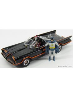   Jada - Batman Batmobile 1966 - Classic Tv Series With Figures Batman And Robin Black Red