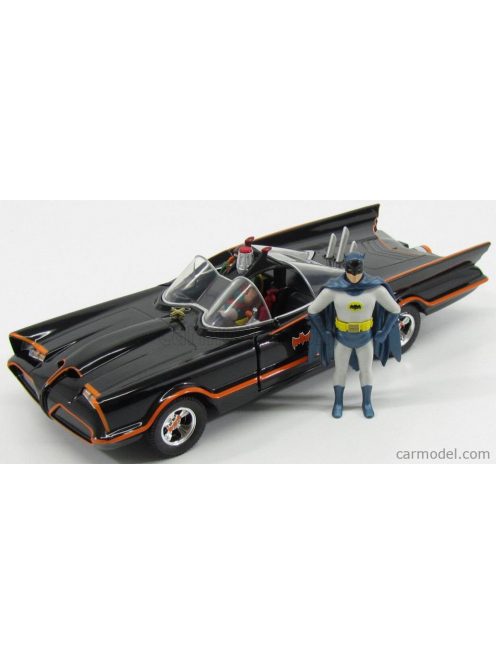 Jada - Batman Batmobile 1966 - Classic Tv Series With Figures Batman And Robin Black Red