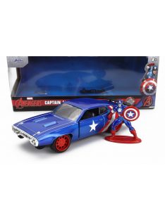   Jada - PLYMOUTH GTX WITH CAPTAIN AMERICA FIGURE 1972 BLUE RED WHITE