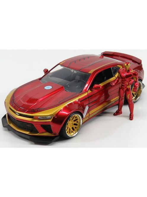 Jada - CHEVROLET CAMARO COUPE WITH IRON MAN FIGURE 2016 RED GOLD