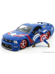   Jada - Ford Usa Mustang Gt Coupe 2006 With Captain America Figure Blue Red White