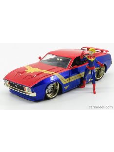   Jada - Ford Usa Mustang Mach I 1973 With Captain Marvel Figure Red Blue Yellow