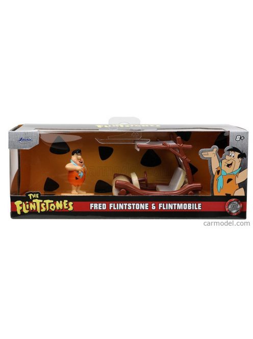 Jada - Hanna Barbera Auto Degli Antenati - The Flintstones Car With Fred Figure Red Beige